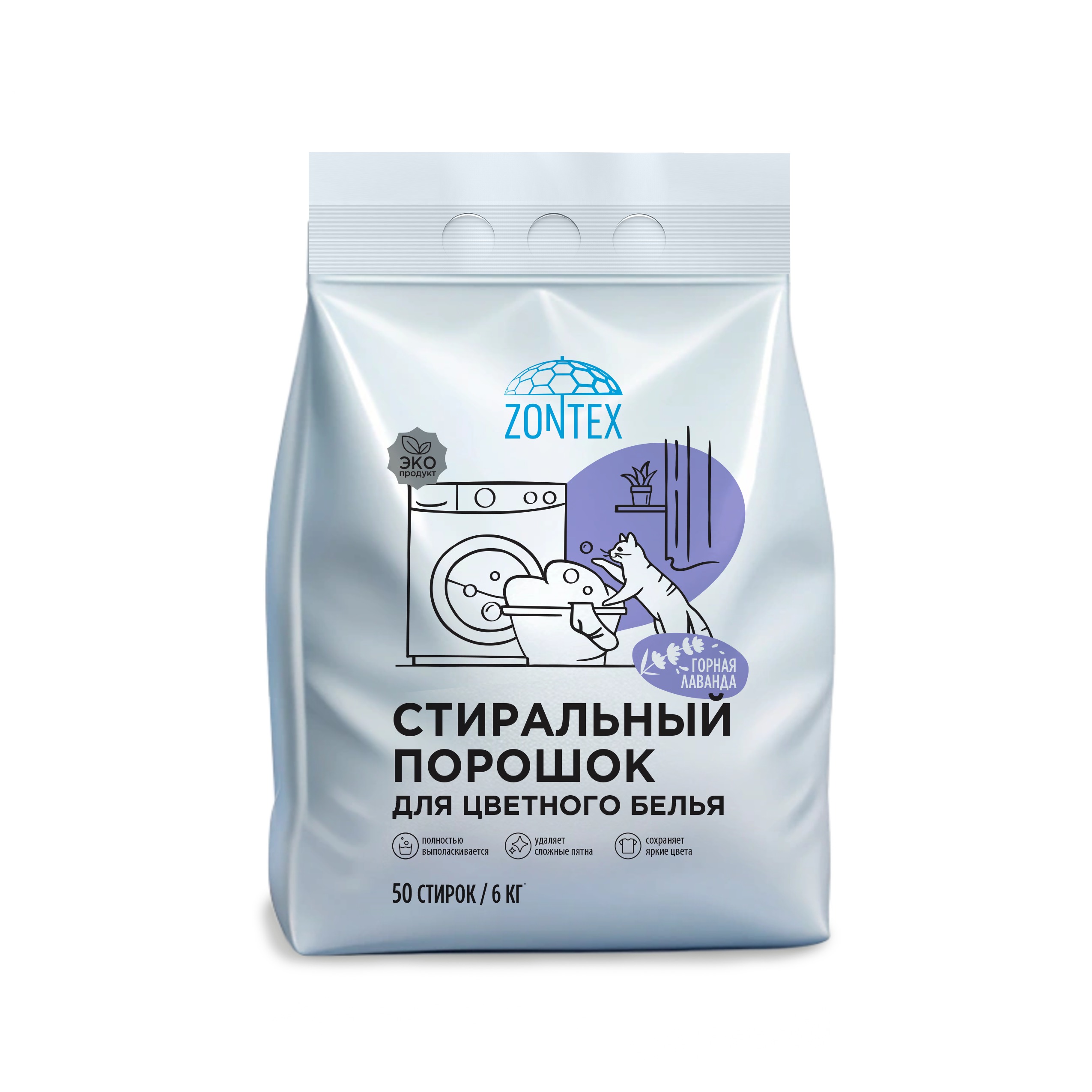 Стиральный порошок для цветного белья Zontex (6кг) Горная Лаванда